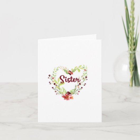 Blanco notiecard voor zuster met bloemen hart kaart (Voorkant)
