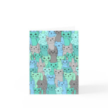 Blanco notitiekaart: Veel kleurige katten