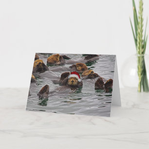 Blanco otter kerstkaart feestdagen kaart