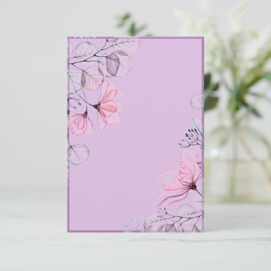 Blanco Paarse bruiloft Kaart (Staand voorkant)