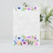Blanco Paarse en blauwe waterverf florale bruiloft Kaart (Staand voorkant)