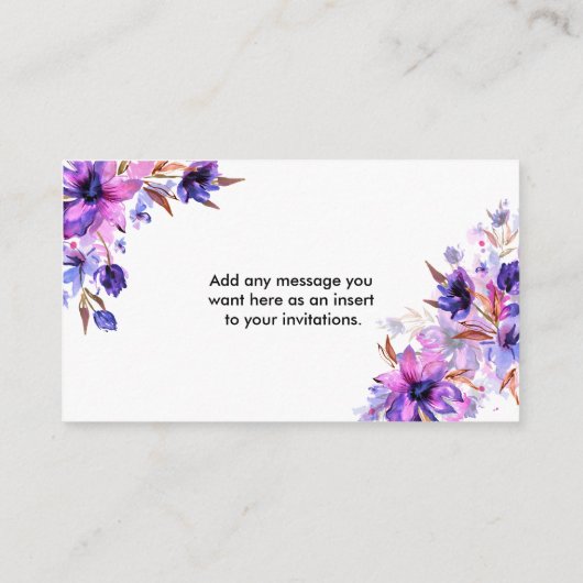 Blanco Paarse roze lavendel Informatiekaartje (Achterkant)