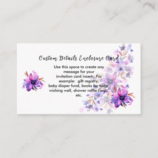 Blanco Paarse roze lavendel Informatiekaartje (Voorkant)