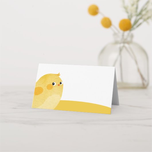 Blanco paasbuffetkaart met gele kip plaatskaartje (Voorkant)