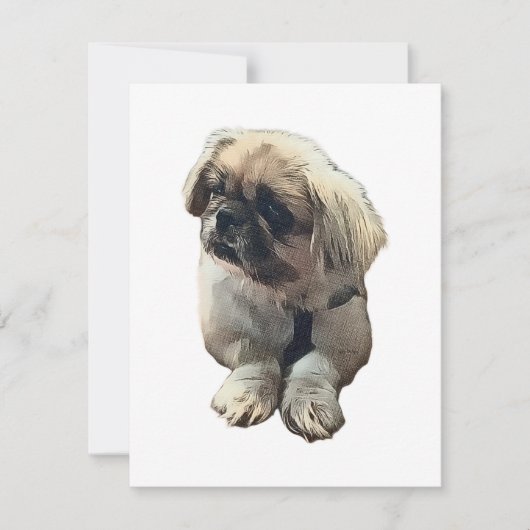 Blanco pekingese kaart met "Roze" (Voorkant)