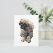 Blanco pekingese kaart met "Roze" (Staand voorkant)