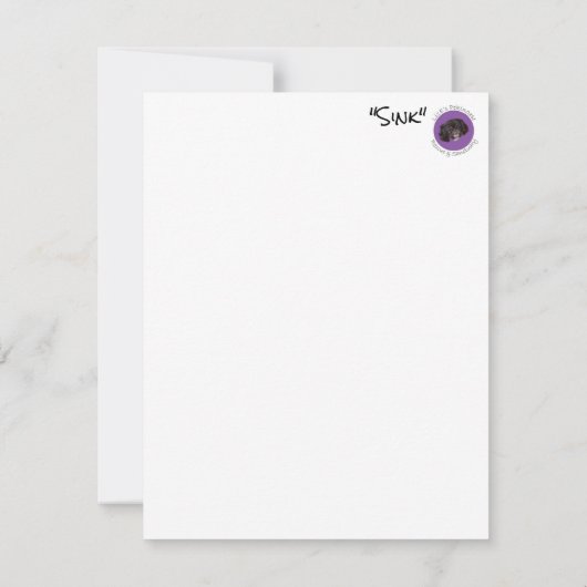 Blanco pekingese kaart met "Roze" (Achterkant)