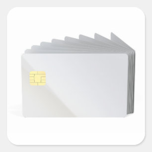 Blanco plastic kaarten met chip vierkante sticker