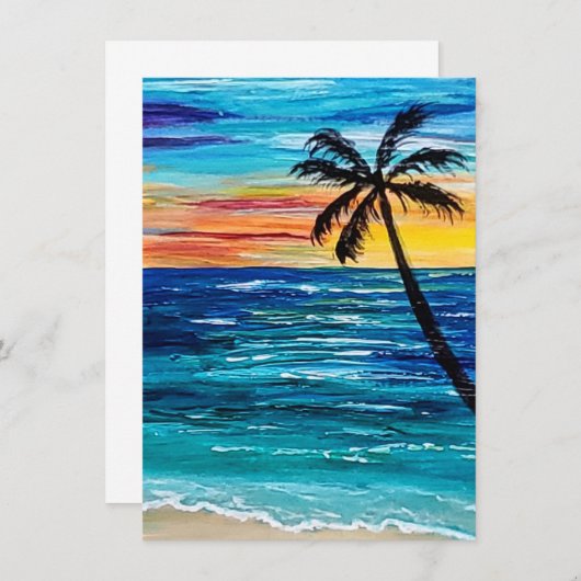 Blanco platte briefkaart met tropisch ontwerp (Voorkant / Achterkant)