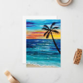 Blanco platte briefkaart met tropisch ontwerp (Voorkant / Achterkant in situ)