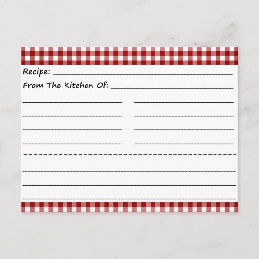 Blanco recipe Kaarten: Gingham Dreams Briefkaart (Voorkant)
