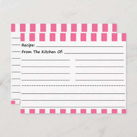 Blanco recipe Kaarten: roze en witte strepen Briefkaart (Voorkant / Achterkant)