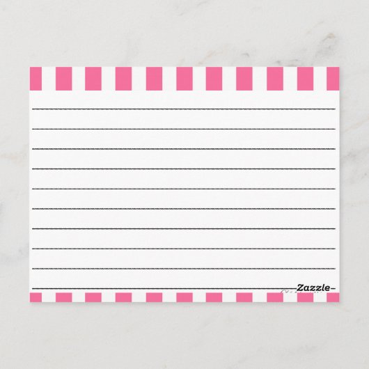 Blanco recipe Kaarten: roze en witte strepen Briefkaart (Achterkant)