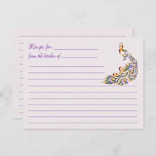 Blanco recipekaarten: Multicolor Peacock Briefkaar Briefkaart (Voorkant / Achterkant)