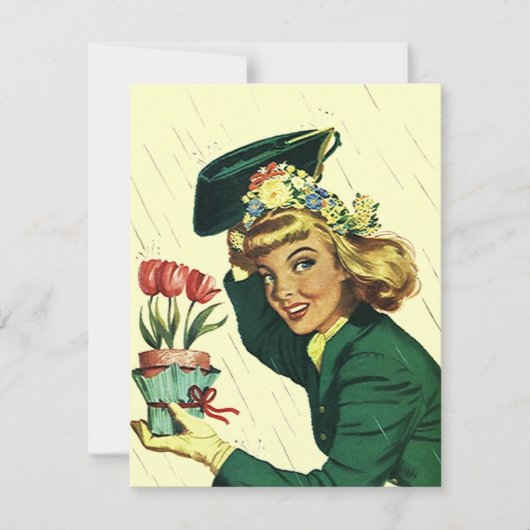 Blanco Retro Shower Party Baby of Bridal Invitatio Kaart (Voorkant)