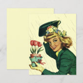 Blanco Retro Shower Party Baby of Bridal Invitatio Kaart (Voorkant / Achterkant)