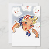 Blanco retrofirecracker zomerverrassingsuitnodigin kaart (Voorkant)