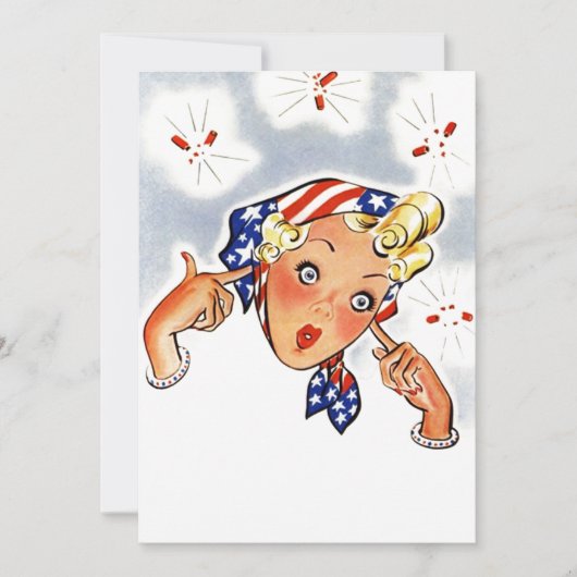 Blanco retrofirecracker zomerverrassingsuitnodigin kaart (Voorkant)