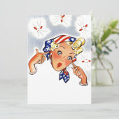 Blanco retrofirecracker zomerverrassingsuitnodigin kaart (Staand voorkant)