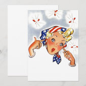 Blanco retrofirecracker zomerverrassingsuitnodigin kaart (Voorkant / Achterkant)