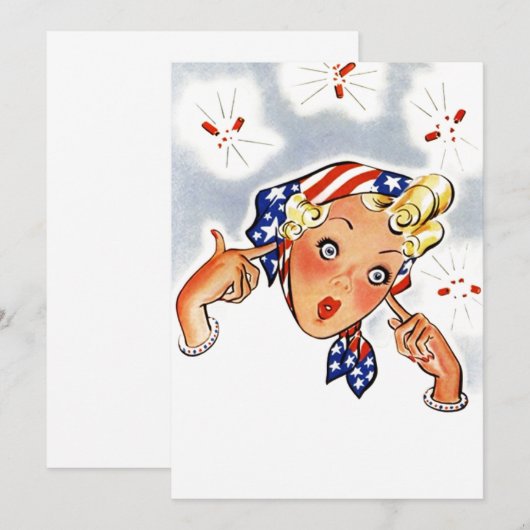 Blanco retrofirecracker zomerverrassingsuitnodigin kaart (Voorkant / Achterkant)