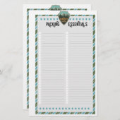 Blanco Road Trip Verpakking Essentials Lijst Briefpapier (Voorkant / Achterkant)