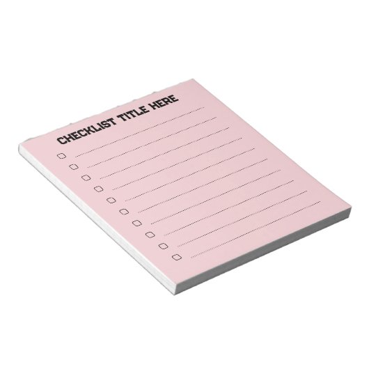 Blanco roze checklist notitieblok (Schuin)