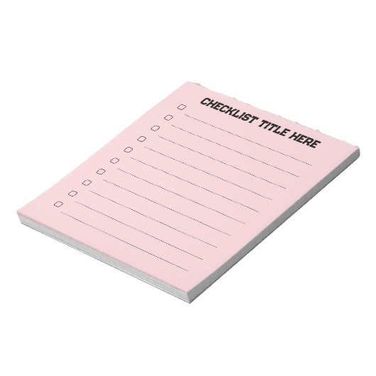 Blanco roze checklist notitieblok (Linkerzijde)