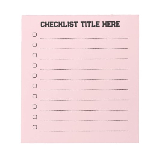 Blanco roze checklist notitieblok (Voorkant)