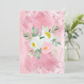 Blanco roze en witte Waterverven bloemen Aankondiging (Staand voorkant)