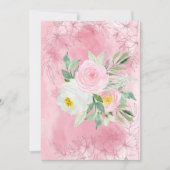 Blanco  roze en witte Waterverven bloemen Aankondiging (Voorkant)