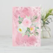 Blanco  roze en witte Waterverven bloemen Aankondiging (Staand voorkant)