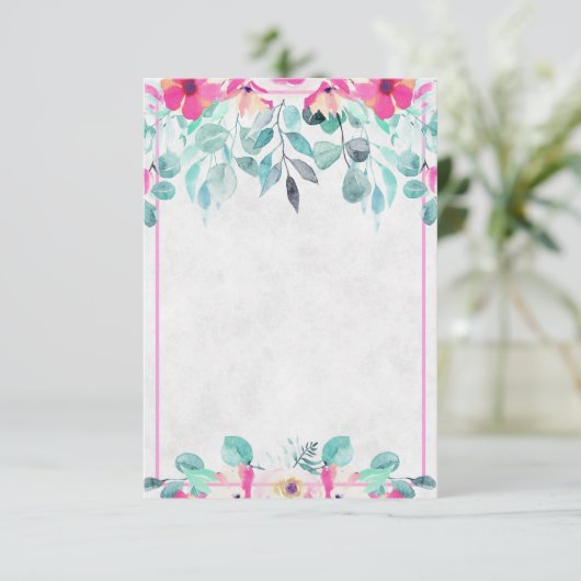 Blanco roze lente waterverf florale bruiloft Uitno Kaart (Staand voorkant)