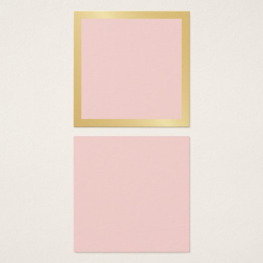 Blanco roze met Faux Gold Foil Border Vierkante Visitekaartjes (Voorkant /achterkant)