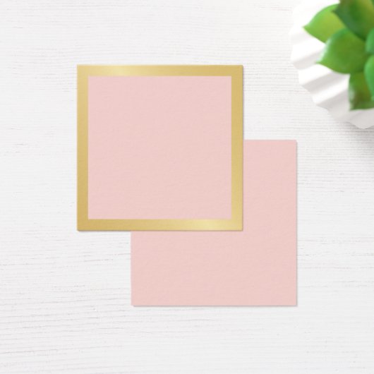 Blanco roze met Faux Gold Foil Border Vierkante Visitekaartjes (Bureau)