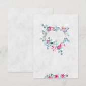 Blanco roze waterverf florale hartbruiloft kaart (Voorkant / Achterkant)