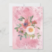 Blanco  roze Waterverven bloemen Aankondiging (Voorkant)