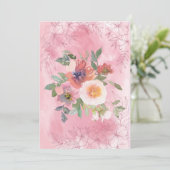 Blanco  roze Waterverven bloemen Aankondiging (Staand voorkant)