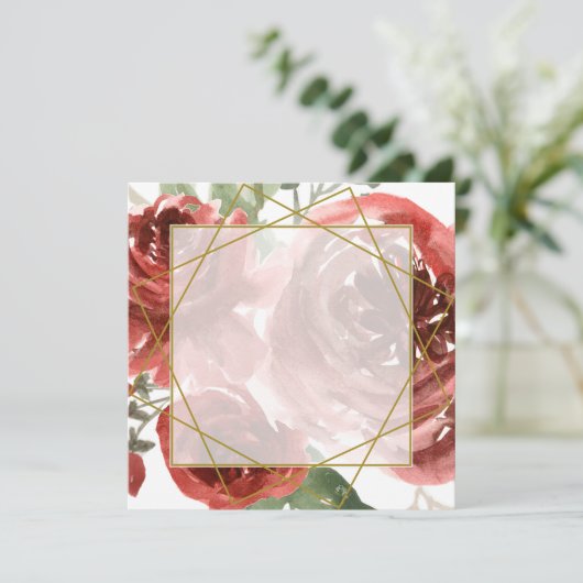 Blanco rozen en gouden bruiloft Uitnodiging (Staand voorkant)