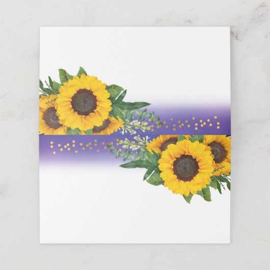 Blanco rustige zonnebloem voor handgeschreven brui plaatskaartje (Buitenkant ongevouwen)