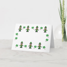 Blanco Shamrocks en Leprechauns Kaart