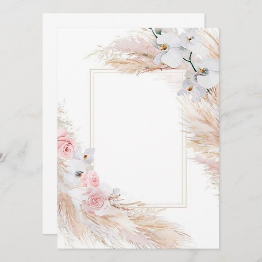 Blanco sjabloon bloemenuitnodiging/bewaar de datum kaart (Voorkant / Achterkant)