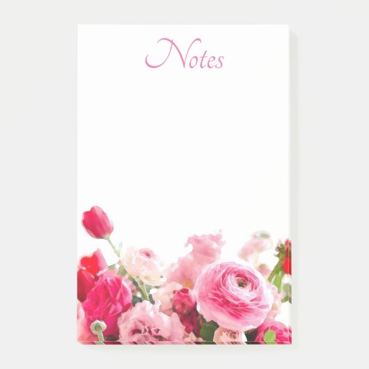 Blanco Sjabloon Rozen Bloemen Waterverf Post-it® Notes (Voorkant)