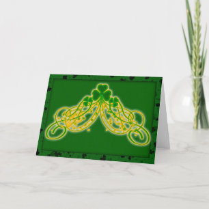 Blanco St. Patrick's Day Card met shamrock in whit Kaart