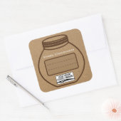Blanco tekstvak Kraft Paper Brown Jam Logo Cute Vierkante Sticker (Envelop)