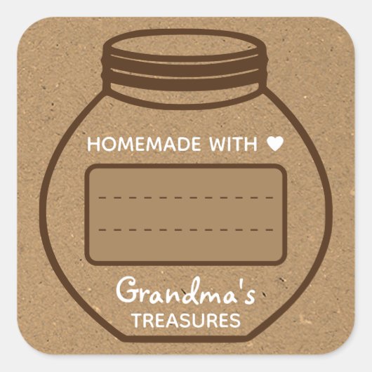 Blanco tekstvak Kraft Paper Brown Jar Labels Cute (Voorkant)