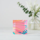 Blanco tropische marmer vierkante visitekaartje (Staand voorkant)