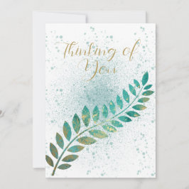 Blanco Turquoise en Gold Tropical Leaf Thinking of Aankondiging