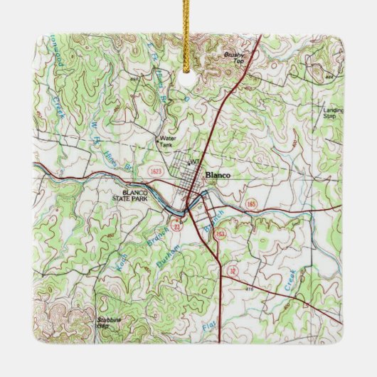 Blanco TX Topo Map Keramisch Ornament (Achterkant)