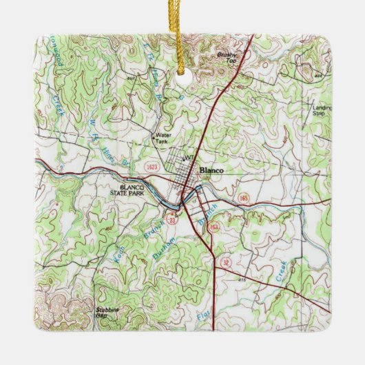 Blanco TX Topo Map Keramisch Ornament (Voorkant)